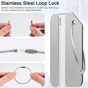 Étiquette à bagages personnalisée en aluminium, finition argentée polie, durable, accessoires de voyage pour l'identification des valises - Product Image 3