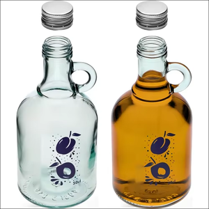 Botella de aceite de oliva con asa 750 ml Botella redonda transparente personalizada Fabricante Botella de vidrio de bajo <span class=keywords><strong>precio</strong></span> de miel - Product Image 1