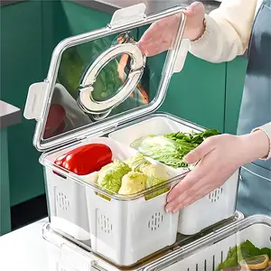 耐用冰箱食品储存容器，带气密盖，用于水果和蔬菜保存食品盒