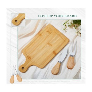 Juego de Tablas de Cortar Rectangulares Mini de Bambú con Asas de Madera, Juego de Cuchillos para Queso, Regalo para Bodas y Cumpleaños, Incluye Tabla para Queso - Product Image 3