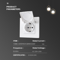 Enchufe de Pared de 16 A y 250 V, Integrado en Pared, Impermeable y a Prueba de Polvo, con Placa de Tierra PC 2P+E, para Baño/Cocina/Exterior