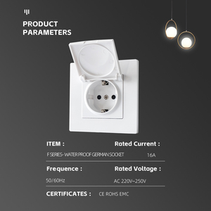 <span class=keywords><strong>Prise</strong></span> murale étanche et anti-poussière 16A 250V avec plaque de protection PC 2P+E pour salle de bain/cuisine/extérieur - Product Image 3