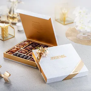 Boîte d'emballage de chocolat de fantaisie de dates de Ramadan, boîte de sucrerie de cadeau de mariage d'emballage alimentaire pour l'invité, boîte sucrée de luxe de truffe de biscuit