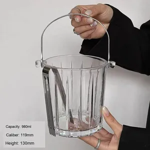 Seau à glace portable en verre Harmonious Home, petit refroidisseur à vin de style européen pour bar à domicile, KTV, fête, vin glacé - Product Image 5