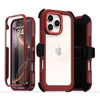 Étuis de téléphone robustes pour iPhone 17 16 15 14 13 Pro Max, design 2-en-1, coque en acrylique et TPU avec clip ceinture et étui holster
