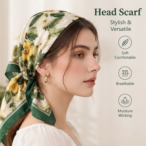 Custom 100% Modal Square Scarf 70x70cm Printed Floral Neck Scarf Headband Hair Accessory - Product Image 4