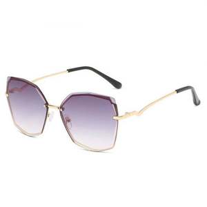 Gafas de Sol de Moda 2021 con Logotipo Personalizado, Protección UV400, Montura Metálica, Estilo Ojo de Gato, Sin Montura, Degradado, para Mujer, Tamaño Grande - Product Image 5