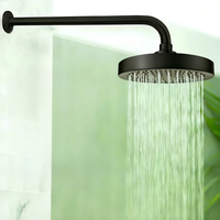 Douche murale moderne 24 pouces noir mat, écologique, haute pression, économie d'eau, effet pluie, avec bras de douche unique, en acier inoxydable 304