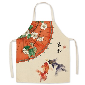 Wholesale Custom <b>Red</b> <b>Silk</b> Sleeveless Fashion Apron Chinese Knot Design Reusable Festival Cooking Apparel Stylish Chinese Knot - Product Image 5