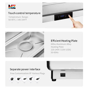 Calefacción eléctrica de acero inoxidable, lavabo de agua, estufa de Buffet, plato de frotamiento aislado de 9L, cubierta transparente para PC - Product Image 4