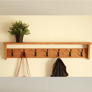 Móc Treo Áo Khoác Kệ Gỗ Sồi Nguyên Khối Tùy Chỉnh Giá Treo Áo Khoác Treo Tường Hành Lang Hoặc Phòng Bùn Có Kệ - Product Image 6