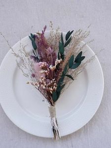 Dream Purple Mini Dry Flower Bundle Hoja de <span class=keywords><strong>eucalipto</strong></span> y palma para boda o regalo de Navidad Florero pequeño Arreglo floral - Product Image 6