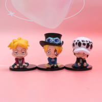 Figurines d'action Q Luffy et Zoro en position assise, 5,5-7 cm, lot de 6 pièces, modèle de décoration anime très populaire pour enfants
