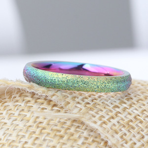 Frosted Seven Color Pearl Sand Stainless Steel Titanium <b>Ring</b> 4Mm For Women Gift Jewelry - Product Image 2