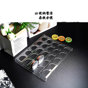 Support de rangement pour dosettes de café en acrylique, 25 compartiments, organisateur de tiroir de cuisine, style moderne et simple, transparent - Product Image 4