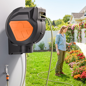 Carretel de Mangueira Retrátil Automático de Plástico Fosco Resistente para Montagem em Parede com Mangueira de 15m/25m para Irrigação de Varandas - Product Image 3