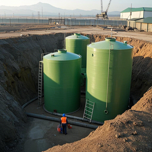 Réservoir de stockage horizontal en fibre de verre pour l'eau potable et l'acide chlorhydrique, utilisation agricole, productivité de 3000 L/heure, garantie de plus de 5 ans - Product Image 1