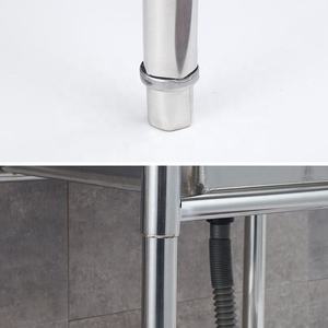 Plan de travail en acier inoxydable pour évier commercial, plan de travail de cuisine autoportant avec égouttoir, SUS201, SUS304, robuste - Product Image 6