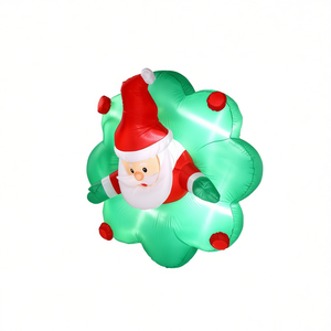 Guirlande de Noël gonflable avec Père Noël lumineux, 4 pieds, décoration de jardin extérieure avec lumières LED intégrées, décoration de Noël, matériau PVC - Product Image 1