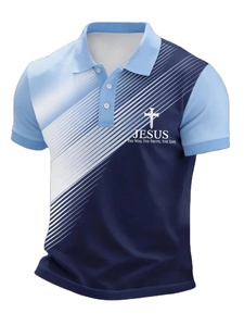 <span class=keywords><strong>Polo</strong></span> Premium da Uomo Estiva con Stampa Diagonale a Righe e Scritta 'JESUS the Way Truth Life', Maglietta Cristiana Morbida a Maniche Corte per Golf - Product Image 1