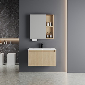 Mueble de Baño de PVC al por Mayor para Ingeniería, Combinación de Mueble de Baño con Lavabo de Cerámica Integrado - Product Image 2
