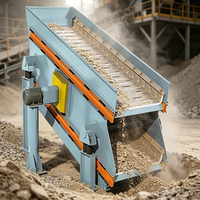 Crible vibrant à double étage en acier au carbone avec plaques de criblage à fentes, colonnes de support, revêtement peint bleu pour applications en carrière