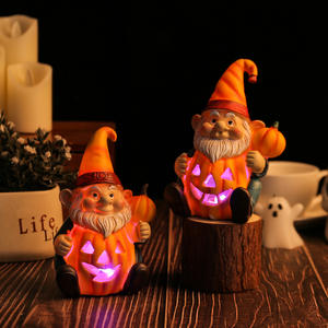 Calabaza de Halloween sosteniendo ancianos duende adorno brillante novela patio enano decorativo resina artesanía ornamento - Product Image 3