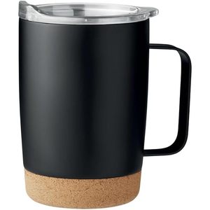 FAYREN <b>Double</b> <b>Wall</b> Vacuum Insulated 12oz Stainless Steel <b>Mug</b> Lid Cork Base Minimalist Design for Business Gifts Travel Home Use - Product Image 1