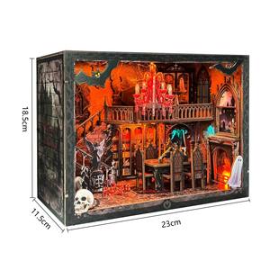 Maßgefertigtes Y-TOP 3D Holz-Bücherregal DIY-Set 1:1 Maßstab Gruseliges Dunkles Haus Miniatur für Halloween Regal-Deko & Geschenksets - Product Image 3