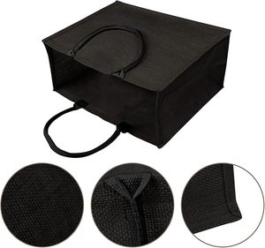 Bolsas de Yute Personalizadas de Alta Calidad al por Mayor, Bolsas de <span class=keywords><strong>Playa</strong></span> de Lino Negras Económicas y Personalizables - Product Image 3