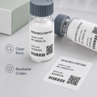 Etiquetas de péptidos para muestras de investigación, pegatinas personalizadas para viales, para envasado de muestras de laboratorio en botellas pequeñas, impresión de códigos QR y de lotes