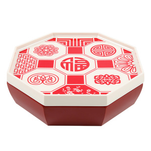 Wuhe Divided Candy Dish With Lid Red Chinese Style Home Snack Tray For Fruit And Nuts - Product Image 5