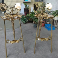 Tabourets de bar Art luxueux chaise en métal cuivré pour bars villas Tabouret de bar de style gothique foncé avec cadres en cuivre ressemblant à des os