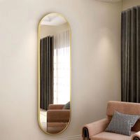 GY 4MM miroir argent feuille de verre alliage d'aluminium cadre personnalisé Long miroir de forme ovale décor douche salle de bains miroir mural