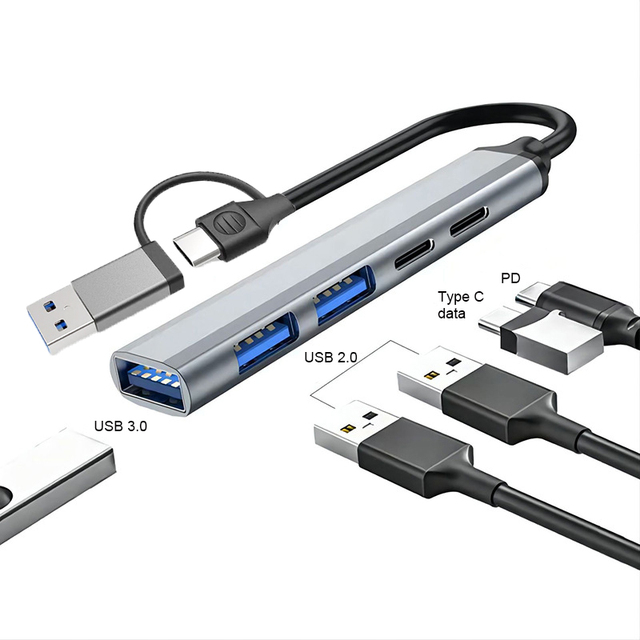 5 in 1 Multi Ports USB C Hub Dock Station with USB 3.0 5Gbps USB 2.0 Ports Type C Data PD Adapter for Laptop
