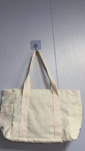 Sac fourre-tout en toile à poignée longue style boucle souple à motif géométrique personnalisé, sac à bandoulière imprimé avec logo, sac de courses réutilisable en coton - Product Image 4
