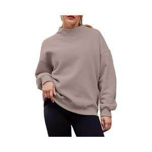 Suéter de cuello falso con hombros descubiertos para mujer Patrón de color sólido Sudaderas con capucha y sudaderas de punto grueso Suelto - Product Image 1