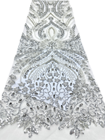 Tissu en dentelle française perlée de luxe NI.AI Aso Ebi avec sequins, tissus en dentelle perlée avec sequins du Nigeria pour robes de soirée et de mariée
