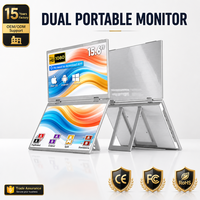 Moniteur double écran FHD 15,6 pouces, extensible, portable, pliable à 180° °   Support USB-C HD VESA à rotation automatique pour ordinateur portable OEM