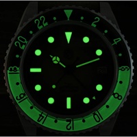San Martin SN0134G 40mm NH34 Montre GMT pour homme avec cadran dégradé rétro de luxe, automatique, mécanique, lunette en saphir, 20 bars, C3 vert