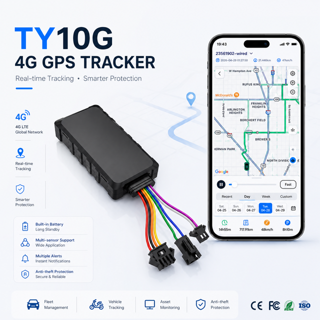 TIANYI 4G Anti Theft Car GPS Device Tracker With Tracking  Location Remotely Cut off Fuel ACC Detection for Fleet Management Car