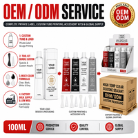 Baicheng RTV Silicone Sealant Tahan Suhu Tinggi Transparan 100ml Perekat Penyegel Otomotif OEM ODM Kemasan Kustom