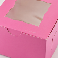 Boîte à pâtisserie rose personnalisée de qualité alimentaire en gros, boîte à gâteau jetable avec fenêtre, boîte d'emballage jetable en papier pour la pâtisserie