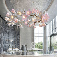 Lustre moderne personnalisé en métal et verre, design floral, pour plafond haut, lampe suspendue décorative, villa, bar, hôtel, salles de bal