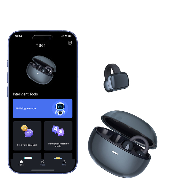 New Fashion TS16 Ear Clip TWS Earbuds Real-Time AI Translator Earbuds Painless Sports Travel Gaming Earphone