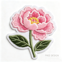 Vente en gros de haute qualité logo personnalisé thermocollant patchs en feutre brodés conception 3D fleur taille de couleur personnalisée pour vêtements chapeaux vêtements
