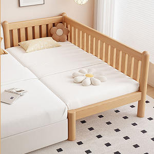Nouveau design de berceau convertible pour bébé, lit à épissure extra large en hêtre, lit pour enfants, lit plat pour adultes - Product Image 5