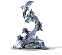 Sculpture de dauphin et de baleine en acier inoxydable miroir, statue d'extérieur pour parc, bord de mer, piscine, complexe hôtelier, aménagement paysager, service OEM ODM d'usine
