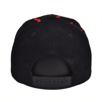 Casquette de baseball unisexe ajustée à 5 panneaux en polyester/coton avec impression en relief, broderie à la main, dos incurvé et fermeture à boucle simple