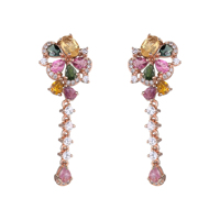 Exquisite Rose Gold & Silber Schmuck natürliche Turmalin Blume Tropfen Ohrringe für Frauen für Hochzeits feier Muttertag Geschenke